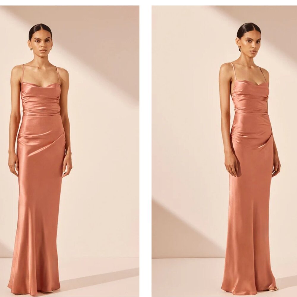 Shona Joy La Lune Lace Back Maxi Dress - Antique Rose size USA4 *altered shorter